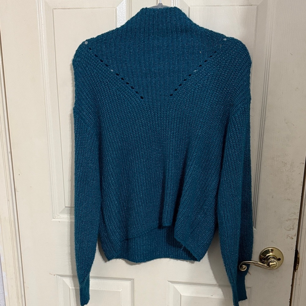 Francesca's Collections Teal Cowl Neck Sweater